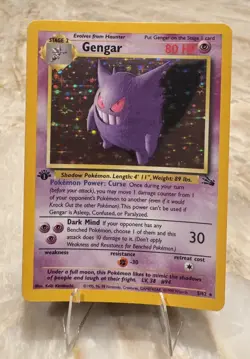GENGAR 1st Edition Pokemon Card 1999 vintage 5/62 Holo RARE Fossil Pokemon - Image 2