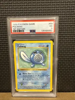 1999 Base Set 1st Edition Rare Poliwag Pokemon PSA 5 59/102 - Image 1