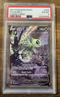 2021 POKEMON SWORD & SHIELD FUSION STRIKE #245 FULL ART/CELEBI V PSA 6 - Image 1