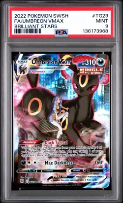 PSA 9 Mint Pokemon Brilliant Stars Umbreon VMAX TG23 Full Art - Image 1