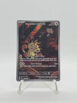 Team Rocket's Meowth 203/182 Illustration Rare Pokemon Destined Rivals - Image 1