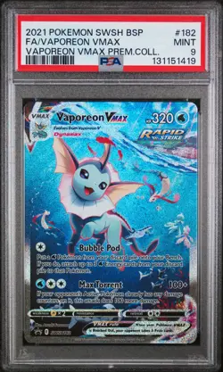 2021 POKEMON SWSH BLACK STAR PROMO #182 FULL ART/VAPOREON VMAX PSA 9 - Image 1