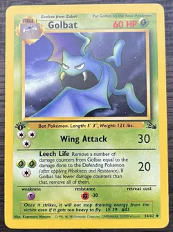 1st Edition Golbat 34/62 Pokemon TCG WOTC Base Fossil Uncommon MINT NM - Image 1