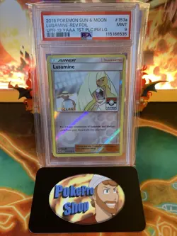 2018 Sun & Moon Ultra Prism Lusamine 153a/156 Pokemon League 1st Place - PSA 9 - Image 1