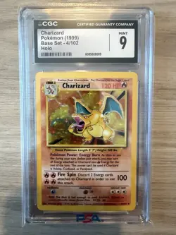 1999 Pokemon Charizard CGC 9 Mint Holo #4 Base Set - Image 1