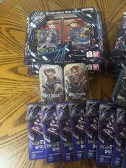 One Piece Illustration Box Vol.6 x 4 + 4 Sealed OP-13 Tins + 10 OP-14 Boosters - Image 2