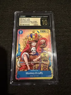 CGC Pristine 10 Monkey D. Luffy P-043 2nd Anniversary Tournament Promo One Piece - Image 1