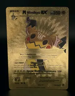 Pokemon Mega Mimikyu EX 350hp Gold Foil Fan Art Collector Card TCG - Image 2