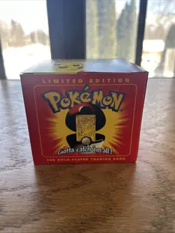 23K Gold Plated PIKACHU Trading Card 1999 Burger King Pokemon Sealed Ball - Image 1