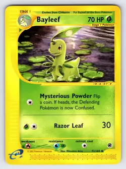 Bayleef 71/165 2002 Expedition Pokemon Card Vintage WOTC Nintendo Arita Art VLP - Image 1