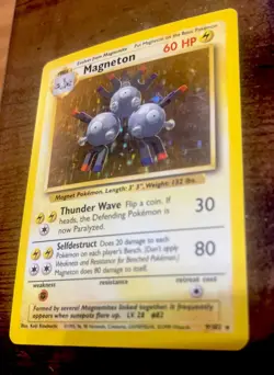 1999 Pokemon Game Magneton Rare Holo 9/102 Look at Card, It’s in Great Shape! - Image 1