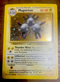 1999 Pokemon Game Magneton Rare Holo 9/102 Look at Card, It’s in Great Shape! - Image 3