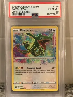 2020 Pokemon Vivid Voltage Rayquaza Amazing Rare 138 PSA 10 Gem Mint - Image 3