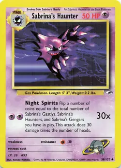 POKEMON Sabrina's Haunter #058/132 Unlimited Gym Heroes NM - Image 1
