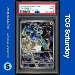 2023 POKEMON SV BLACK STAR PROMO #209 THUNDURUS ETB PROMO PC STAMPED PSA 9 - Image 1
