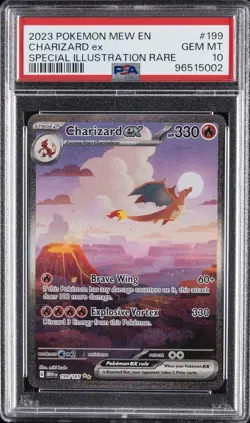 2023 POKEMON MEW EN-151 SPECIAL ILLUSTRATION RARE #199 CHARIZARD EX PSA 10 - Image 1