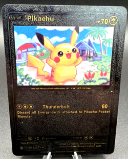 Pokemon Pikachu Black Foil Fan Art Vinyl Textured Collector Pokemon Card 075/073 - Image 1