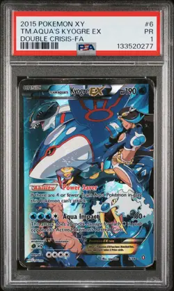 2015 POKEMON XY DOUBLE CRISIS #6 FULL ART/TEAM AQUA'S KYOGRE EX PSA 1 - Image 1