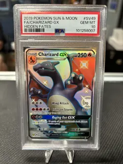 2019 POKEMON SUN & MOON HIDDEN FATES #SV49 FULL ART/CHARIZARD GX PSA 10 - Image 1