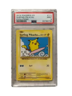 Pokemon 2016 Surfing Pikachu 111/108 Evolutions Secret Rare Regular PSA 9 - Image 1