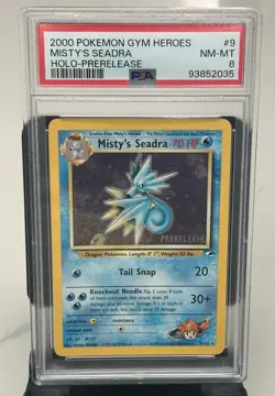 Pokemon Gym Heroes Misty's Seadra 9/132 Prerelease Stamped Holo Promo PSA 8 2000 - Image 1