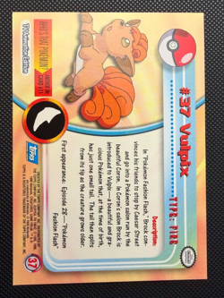 Vulpix #37 Blue Label First Edition Topps Pokemon 1999 Rainbow Holo NM - Image 2