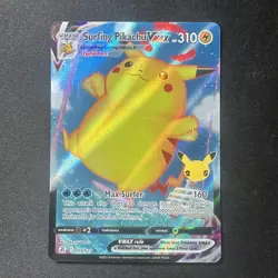 Pokemon TCG Surfing Pikachu VMAX Ultra Rare Card Celebrations 009/025 Near Mint - Image 1