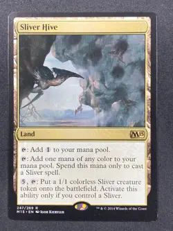 Sliver Hive Magic 2015 M15 Regular Rare MTG Land - MP/LP - Image 1