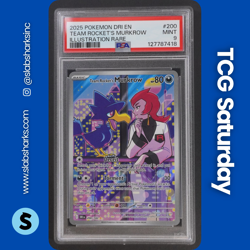 2025 POKEMON DESTINED RIVALS TEAM ROCKET'S MURKROW ILLUSTRATION RARE PSA 9 - Image 1