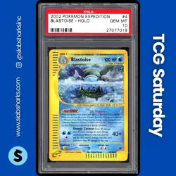 2002 POKEMON EXPEDITION SET #4/165 BLASTOISE HOLO RARE PSA 10 - Image 1
