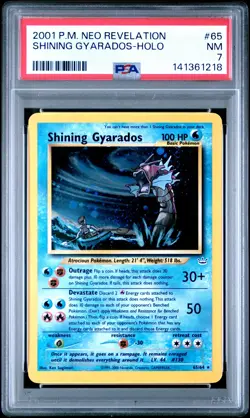 2001 POKEMON NEO REVELATION #65 SHINING GYARADOS-HOLO PSA 7 - Image 1