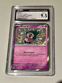 Shiny Rare Mime Jr. - CGC 10 - 157/091 - SV: Paldean Fates - Holo - Pokemon Card - Image 1