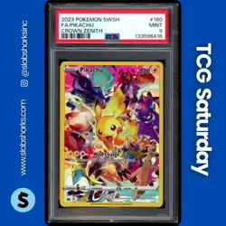 2023 POKEMON SWORD & SHIELD CROWN ZENITH #160/159 PIKACHU FA SECRET RARE PSA 9 - Image 1