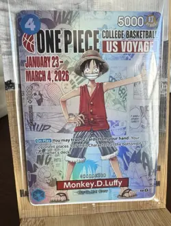 One Piece Monkey D. Luffy US Voyage College Basketball Promo Card SEALED - Image 1