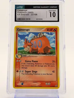 2005 Camerupt Pokemon Card CGC 10 Gem Mint EX Emerald 23/106 (POP 32) - Image 1