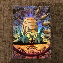 #139 Omastar Rainbow Foil Topps TV Animation Series 3 Pokemon Card 2000 - Image 1
