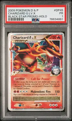 2009 POKEMON DIAMOND & PEARL BLACK STAR PROMO HOLO #DP45 CHARIZARD G LV.X PSA 1 - Image 1