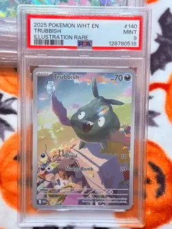 2025 POKEMON WHT EN-WHITE FLARE ILLUSTRATION RARE 140 - TRUBBISH 140/086 - PSA 9 - Image 5