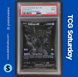 2025 POKEMON BLACK BOLT #172/086 ZEKROM EX BLACK AND WHITE RARE PSA 9 - Image 1