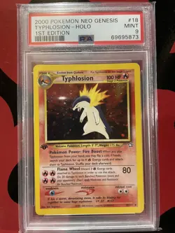 2000 POKEMON NEO GENESIS 1ST EDITION #18 TYPHLOSION HOLO PSA 9 Mint - Image 1