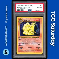 1999 POKEMON 1ST EDITION #12/102 NINETALES HOLO PSA 8 - Image 1