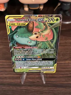 Pokemon TCG Venusaur & Snivy GX 1/236 Tag Team Cosmic Eclipse Full Art Holo - Image 2