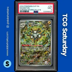 2023 POKEMON SV BLACK STAR PROMO #159 MAGNETON SURGING SPAR ETB PC STAMPED PSA 9 - Image 1