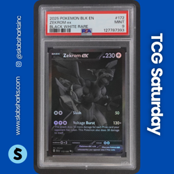 2025 POKEMON BLACK BOLT #172/086 ZEKROM EX BLACK AND WHITE RARE PSA 9 - Image 1