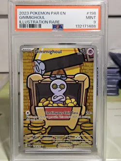 PSA 9 Mint Gimmighoul Graded Pokemon Card #198 Paradox Rift 2023 - Image 1