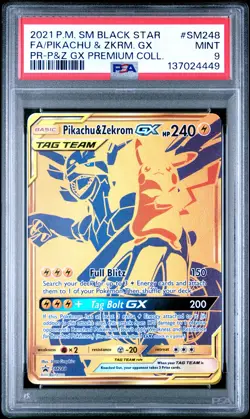 2021 POKEMON SM BLACK STAR PROMO #SM248 FULL ART/PIKACHU & ZEKROM GX PSA 9 - Image 1