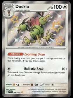 Pokemon Dodrio 200/091 SV: Paldean Fates Shiny Rare Holo Stage 1 100 HP Ability - Image 1