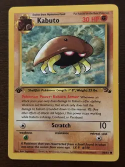 Pokemon TCG Kabuto Fossil 50/62 1st Edition Stage 1 30 HP Regular English 1999 - Image 1