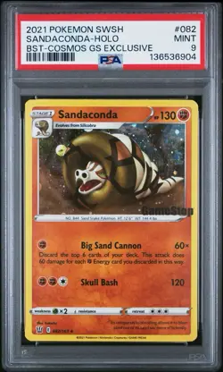 2021 POKEMON SWORD & SHIELD BATTLE STYLES #082 SANDACONDA-HOLO PSA 9 NEW CERT - Image 1