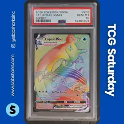 2020 POKEMON SWORD & SHIELD #203/202 LAPRAS VMAX SECRET RARE PSA 10 - Image 1